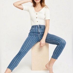 Abercrombie & Fitch Striped Simone High Rise Ankle Jeans